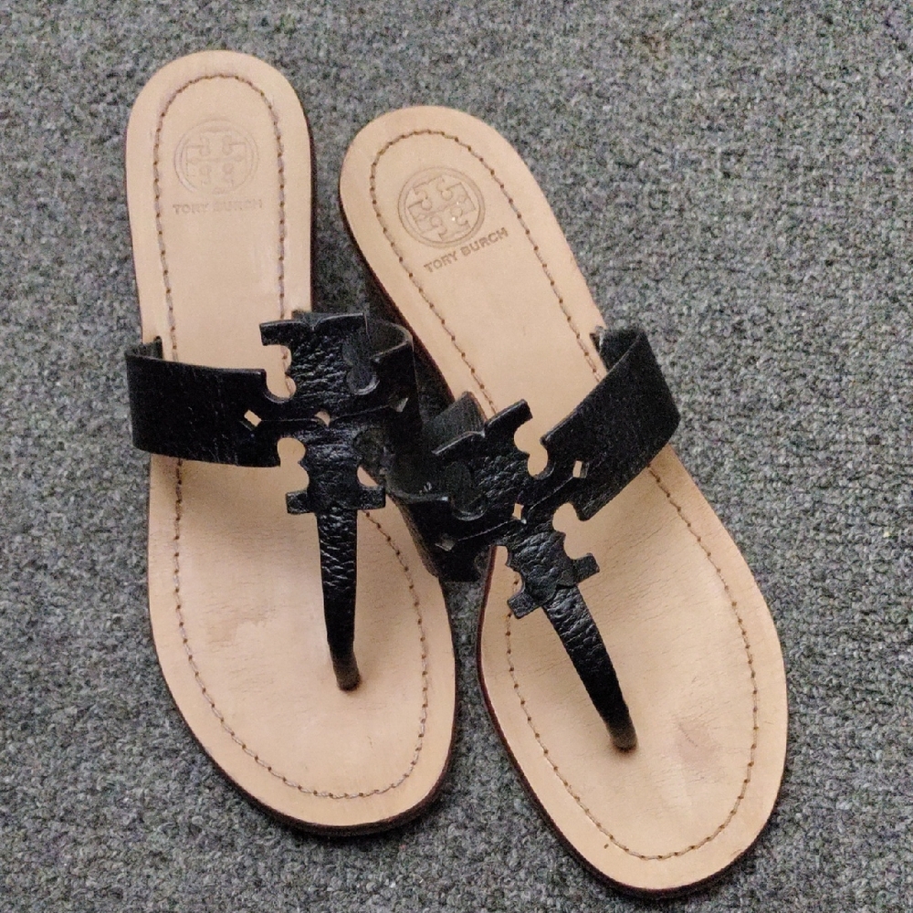 Tory Burch Black and Tan Sandals